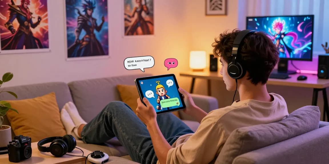 Engaging NSFW AI chat experience on a tablet in a cozy setting with animated visuals and relaxed atmosphere.