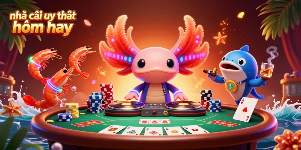 Experience the vibrant energy of "nhà cái uy tín hôm nay" with a lively underwater casino scene.