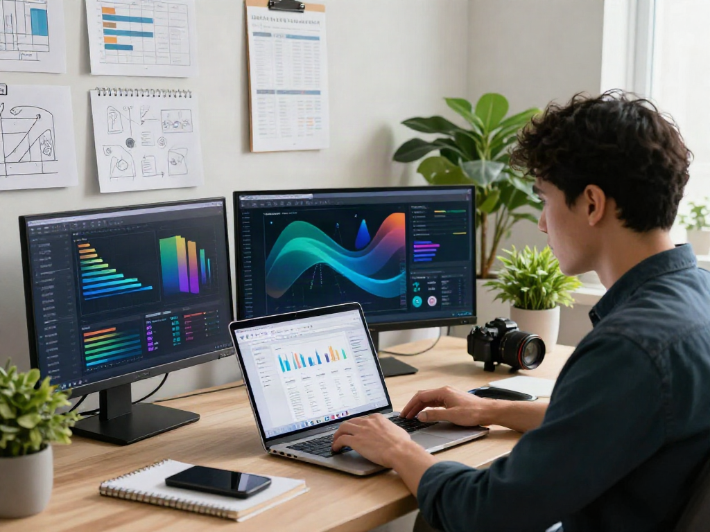 Professional digital marketer analyzing instant indexing strategies in a modern workspace