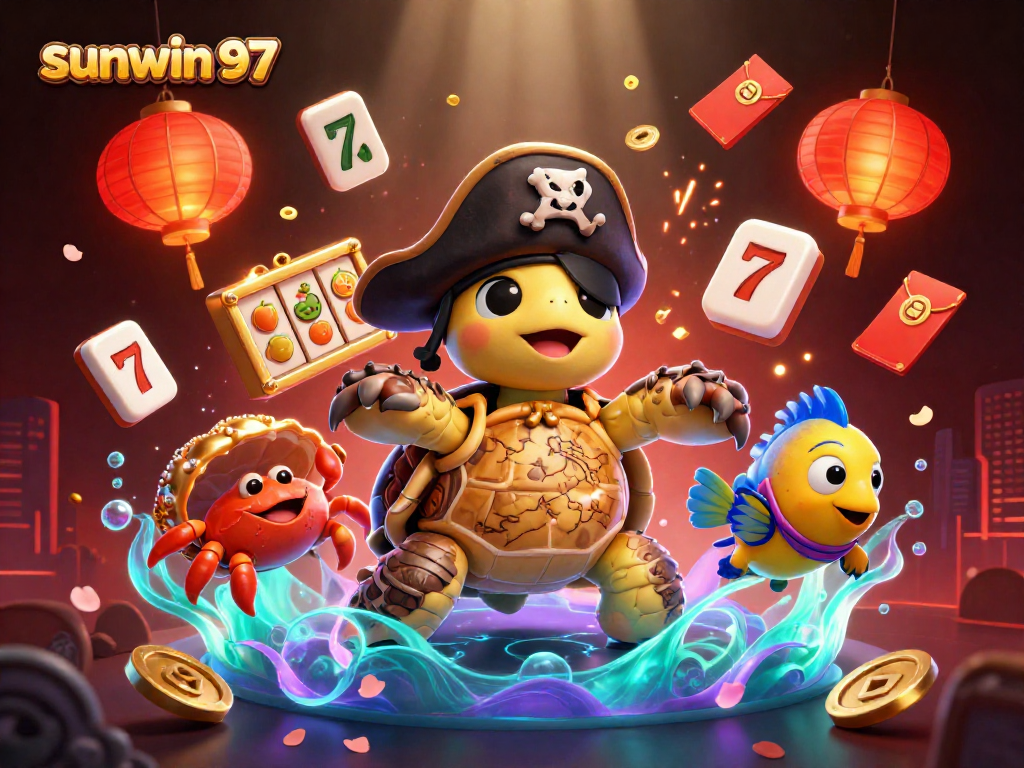 Engage in thrilling gameplay with sunwin 97 featuring a vibrant 3D scene of casino adventures.